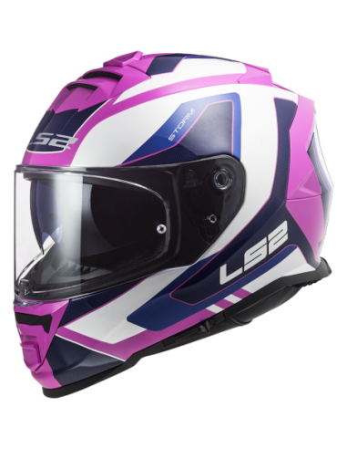 LS2 FF800 STORM TECHY GLOSS WHITE PINK0