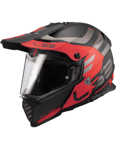 LS2 MX436 Pioneer EVO ADVENTURER Matt Black Red0